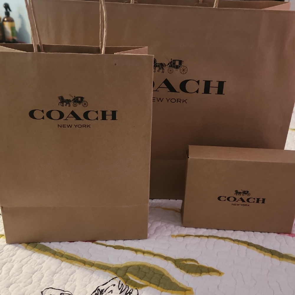 Coach Tan Shopping Bags and Box Set